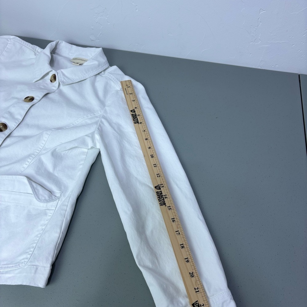 Appleseed's Medium Women Blazer Jacket Lightweight White Button Front Pockets - Picture 7 of 10